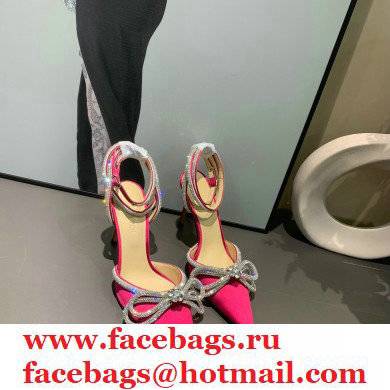 Mach & Mach 9CM HEEL Double Bow Crystal-Embellished Satin Pumps ROUGE